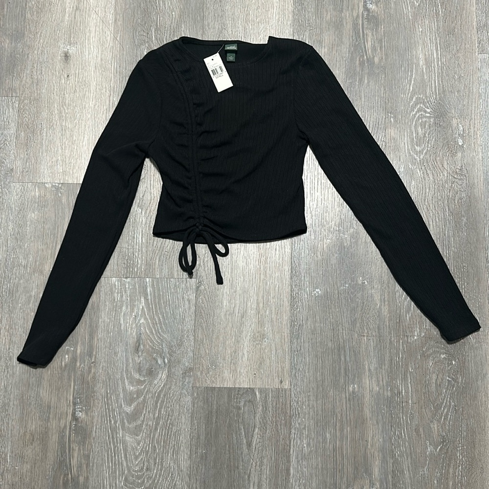 NWT Wild Fable black crop long sleeve shirt size Small